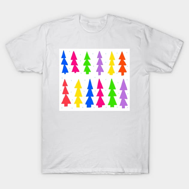 Mid Century Rainbow Christmas Trees T-Shirt by DanielleGensler